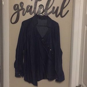 Eloquii Asymmetrical Button Pullover Blouse